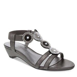 Karen Scott Womens Catrinaa Faux Leather Embellished Evening Sandals